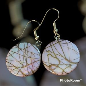 Pink Shell Earrings with Gold Drizzle
